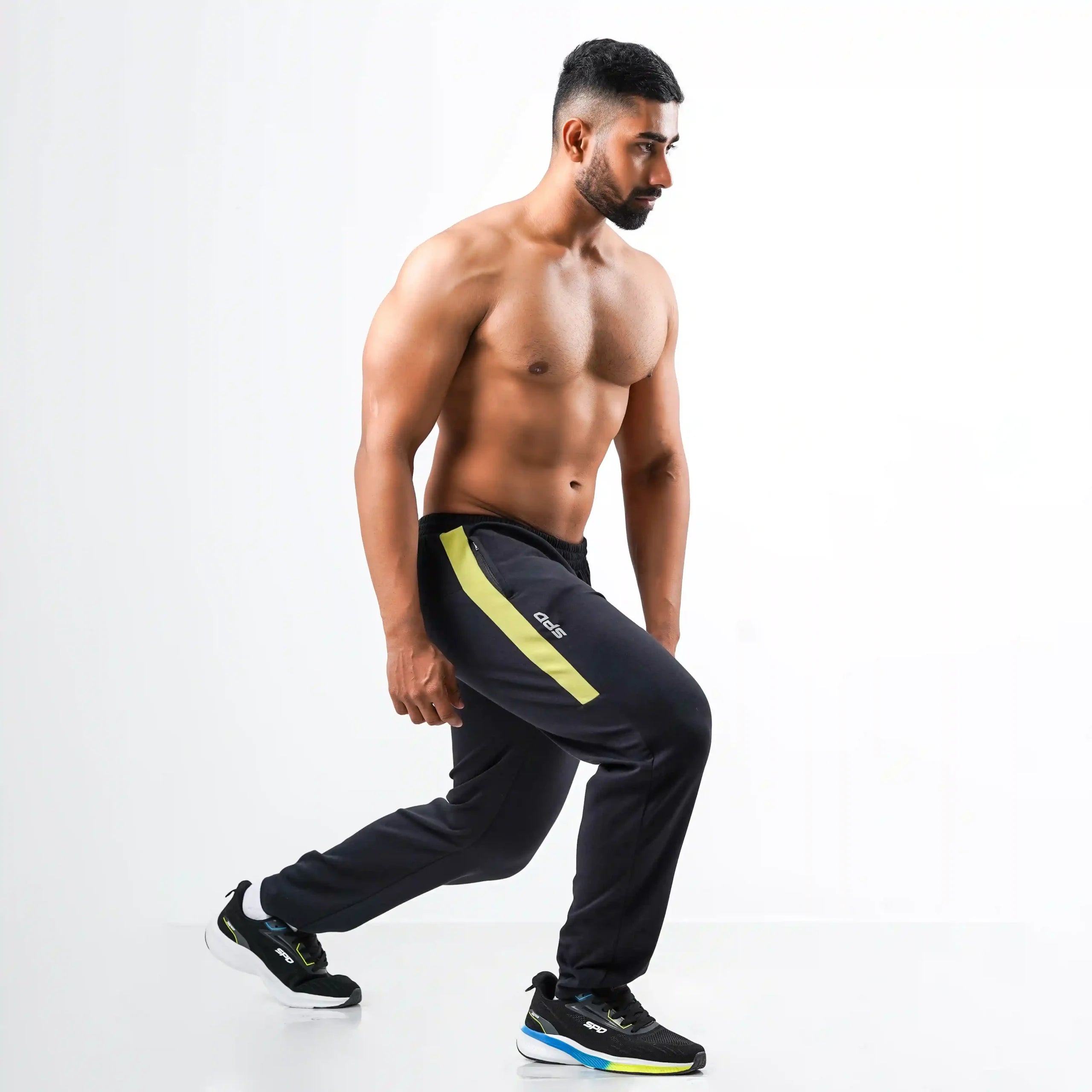 TRACK PANT GREEN STRIPE - BLACK