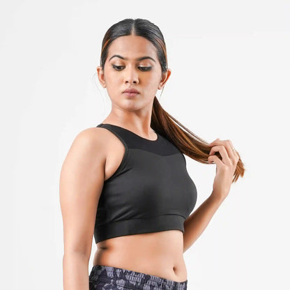 SPORTS BRA - BLACK ZIPPER